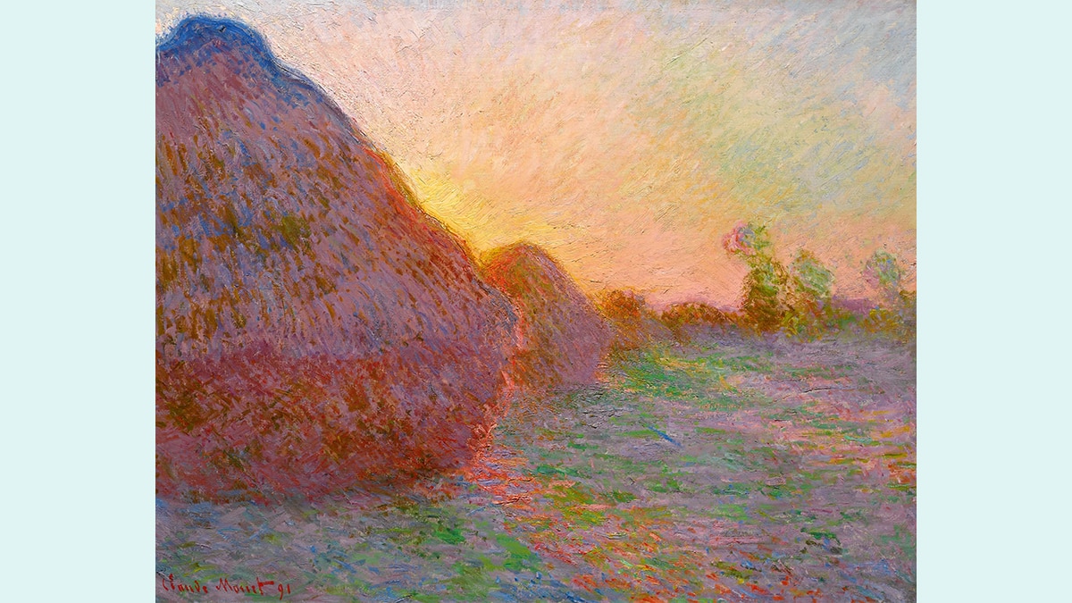 Haystacks painting by Claude Monet. 