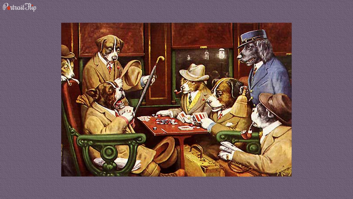 famous dog painting His Station and Four Aces