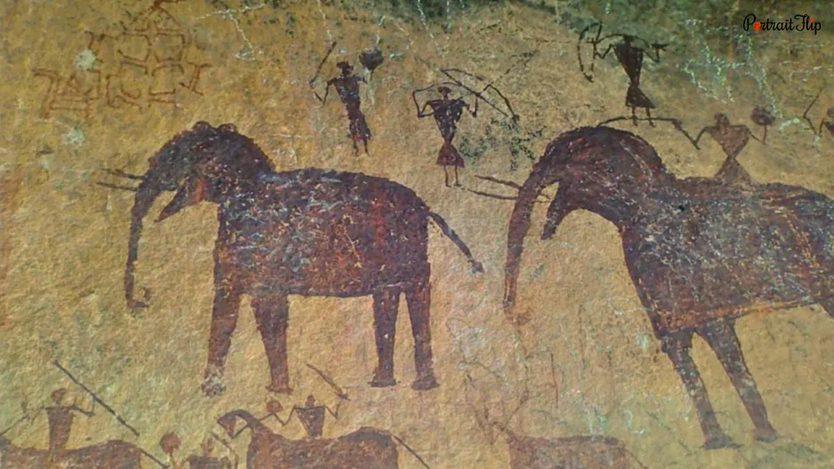 Cave paintings by early humans