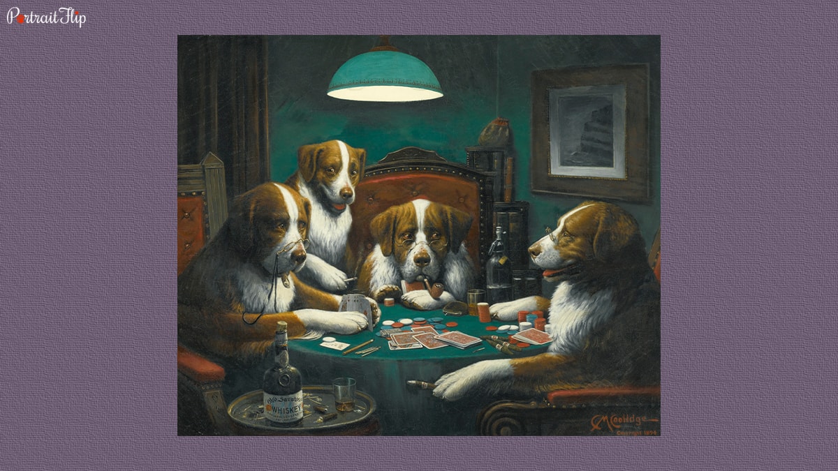 famous dog painting The Poker Game