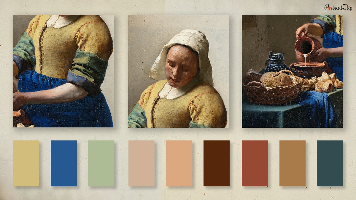 Color scheme of The Milkmaid by Vermeer 