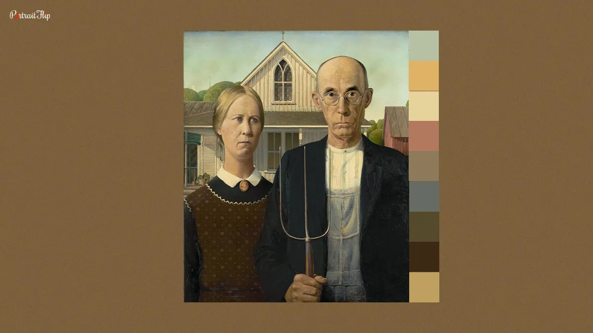 Color palette of the American Gothic painting. 