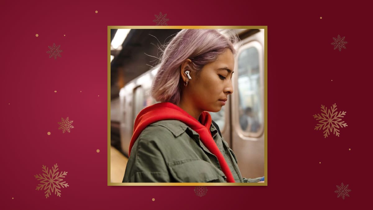a girl at a metro station listening to music, Christmas Gift For Her