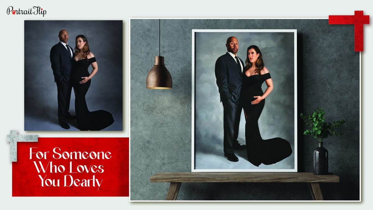 a couple Christmas Portraits From Photos by PortraitFlip