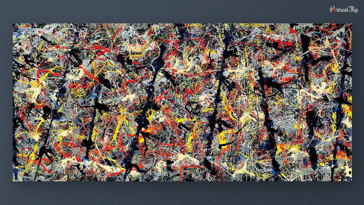 Controversial artwork Blue Poles by Jackson Pollock. 