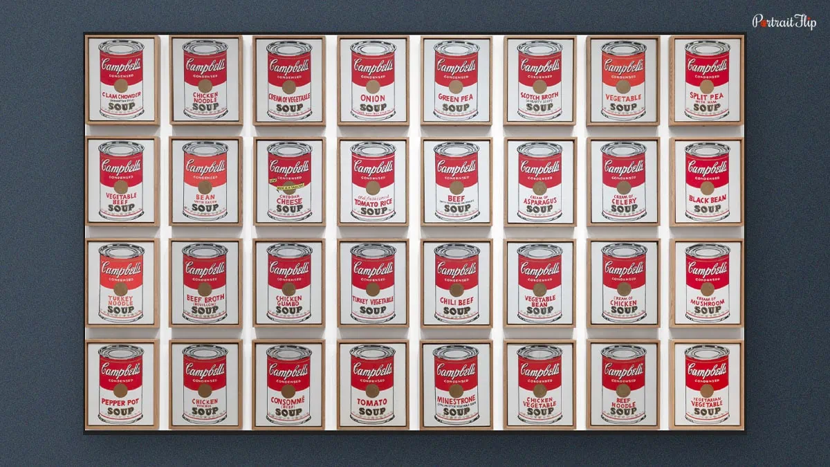 Controversial artwork Campbell’s Soup Cans by Andy Warhol. 