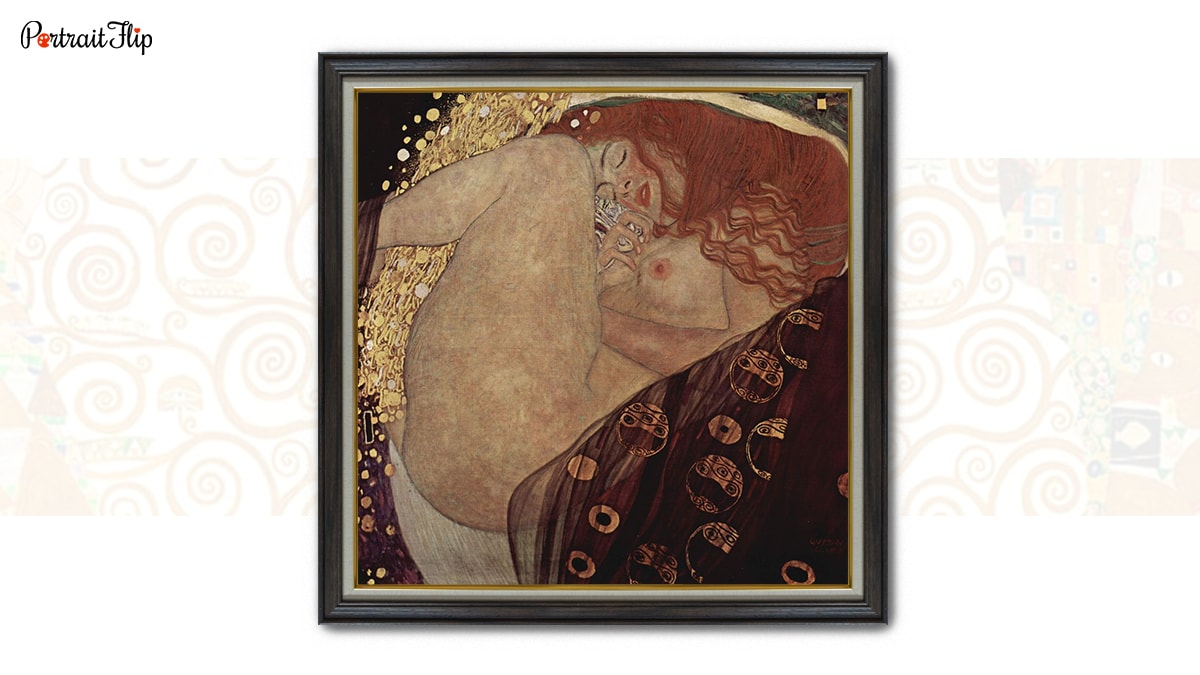 One of the famous paintings by Gustav Klimt, "Danae."