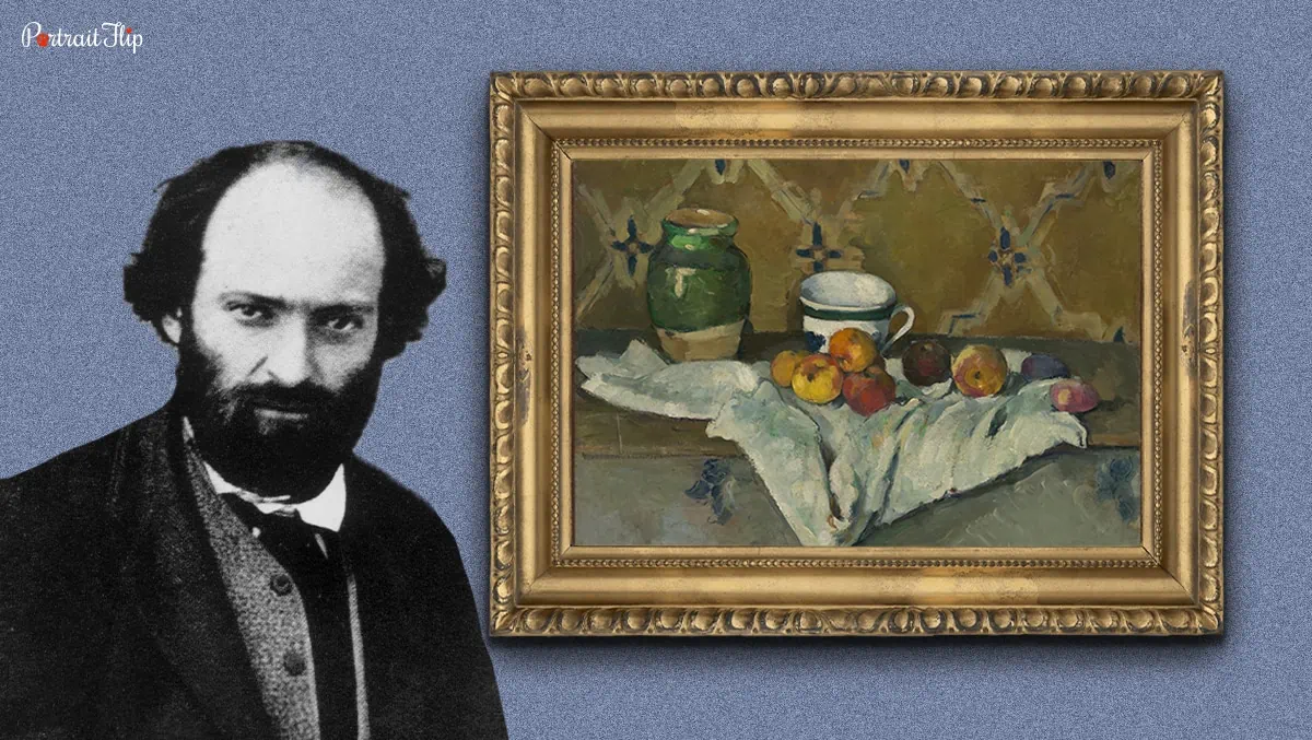 Paul Cézanne was a famous french artist who is standing Infront of his still life painting. 