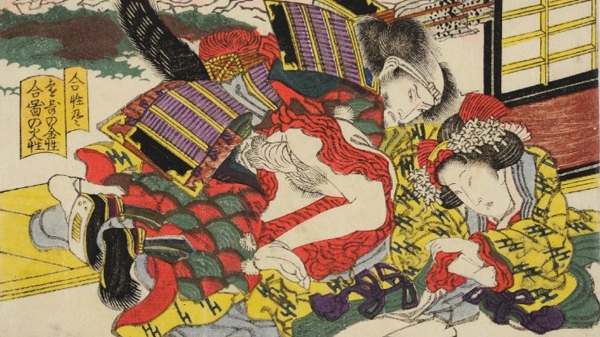  Warrior Making Love To Woman as a Japanese erotic art. 