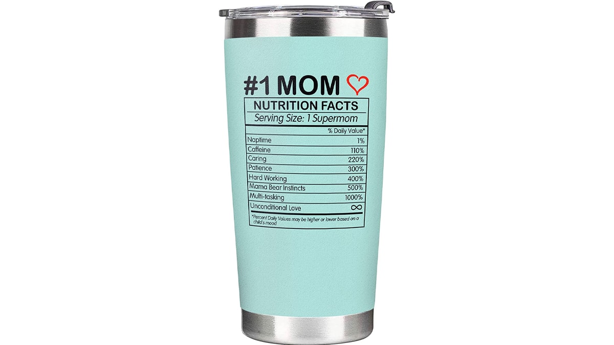 Supermom tumbler as gift for mother's day. 