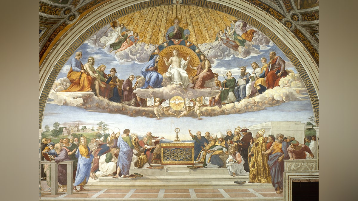 One of the famous painting by Raphael, "Disputation of the Most Holy Sacrament."