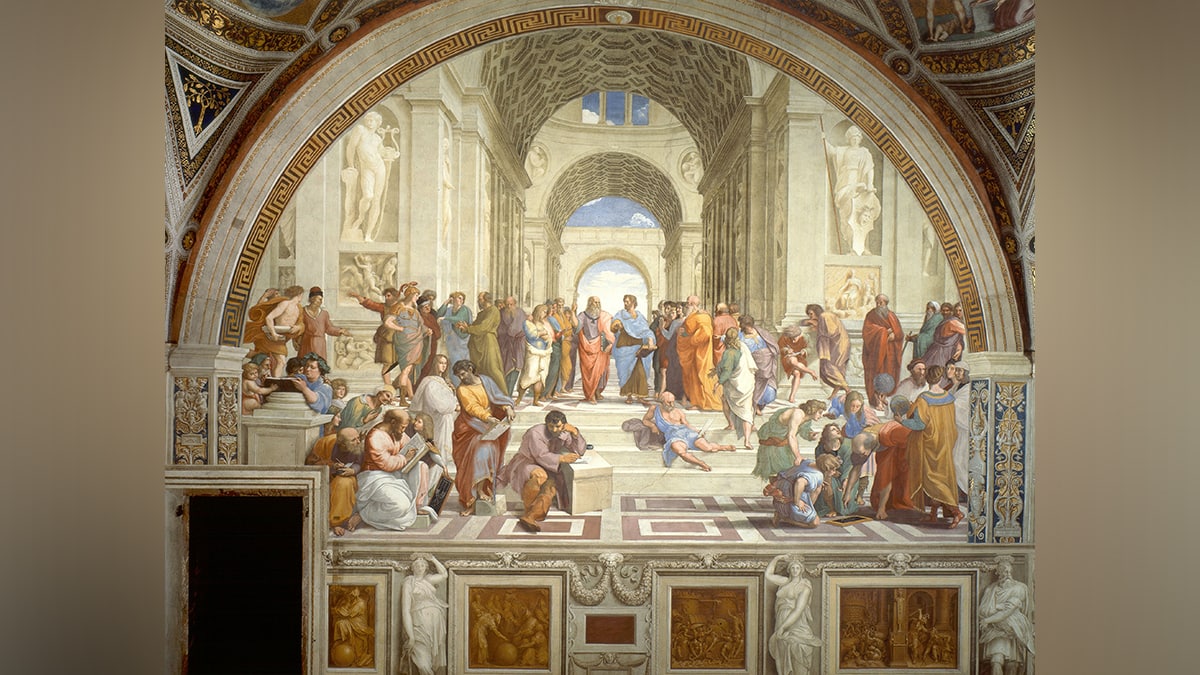 One of the famous painting by Raphael, "The School of Athens."
