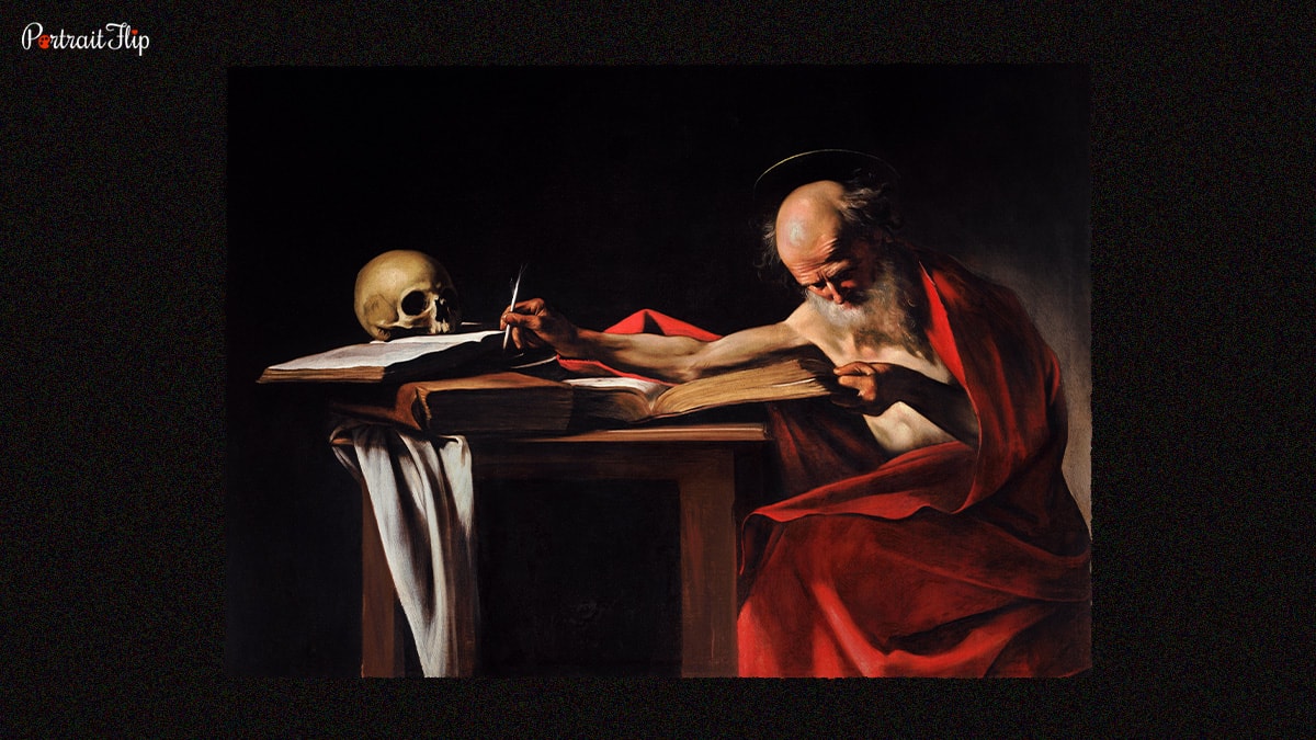 Saint Jerome writing by caravaggio