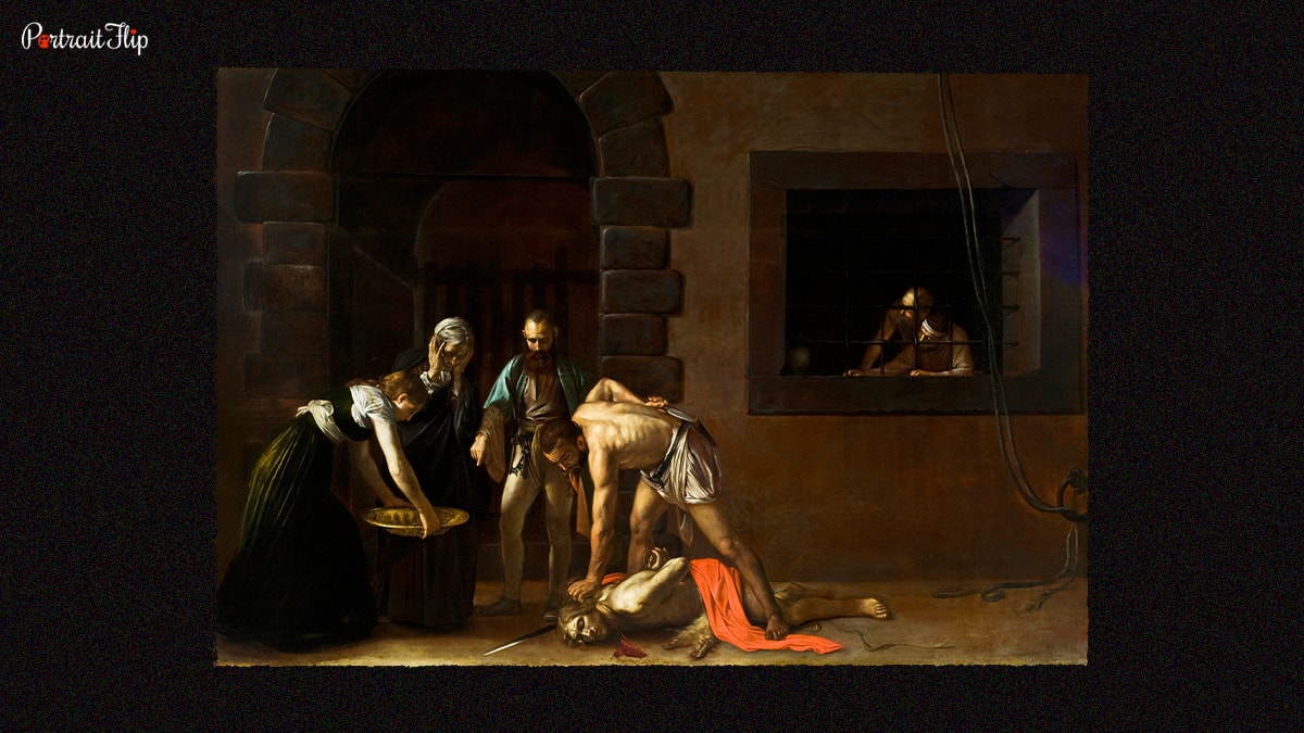The beheading of saint john the baptist by caravaggio.
