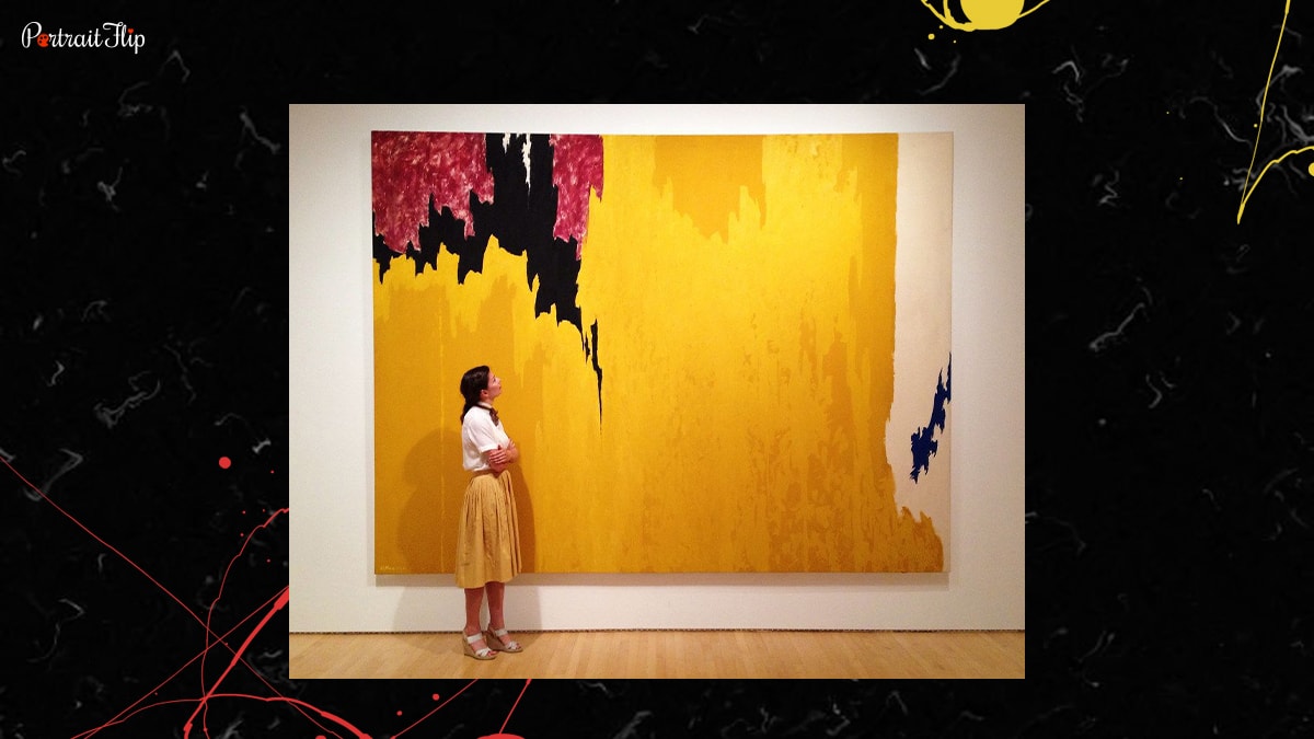 A painting about abstract expressionism which is portrayed as paintings by Jackson Pollock.