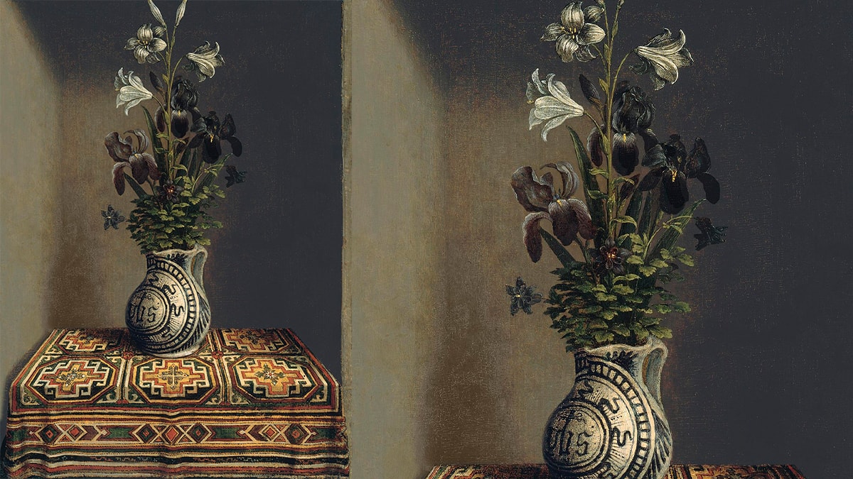 Flowers in a jug by hans memling a painting of still life