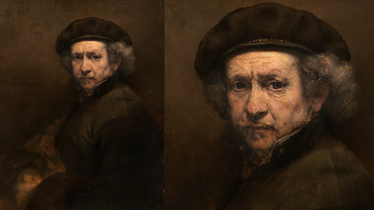 Self-Portrait with Beret and Turned-Up Collar one of the famous Rembrandt paintings.