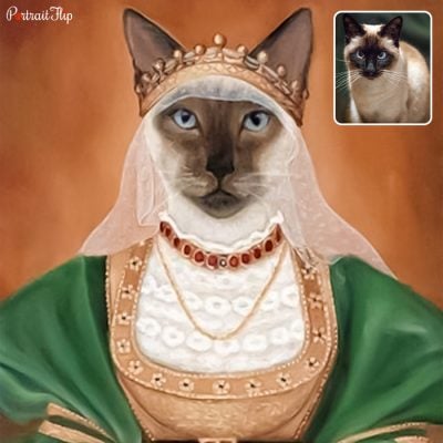 A royal pet portraits of a cat wearing egyptian outfit
