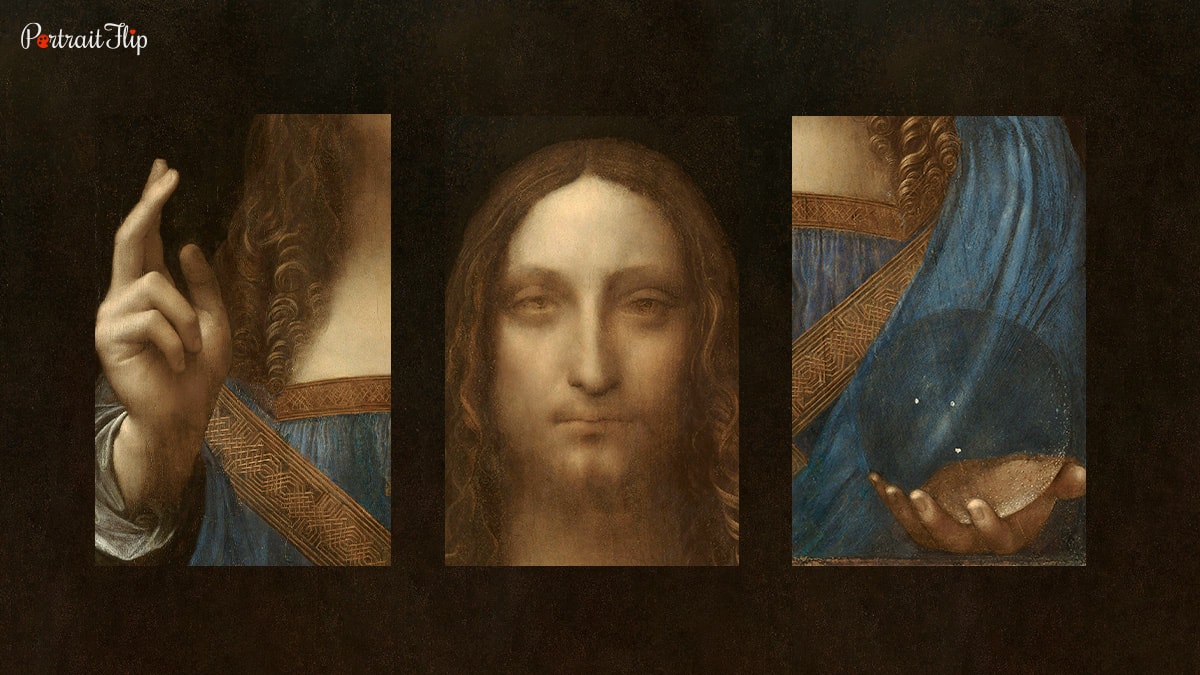 Grid strips of the signs and symbols used in the painting of Salvator Mundi