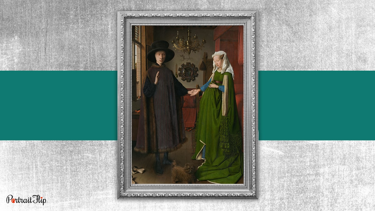 The Arnolfini portrait in a silver frame