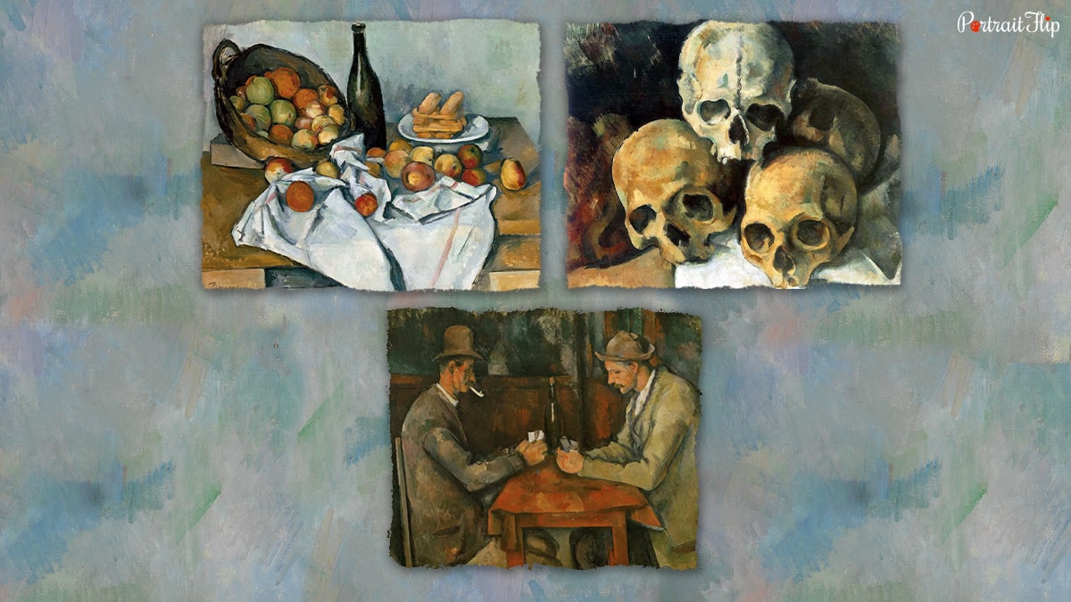 Three famous paintings by Paul Cezanne including The Card Players