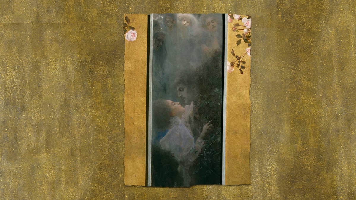Allegory of Love Painting by Gustav Klimt that depicts a glimpse of The Kiss by Gustav Klimt