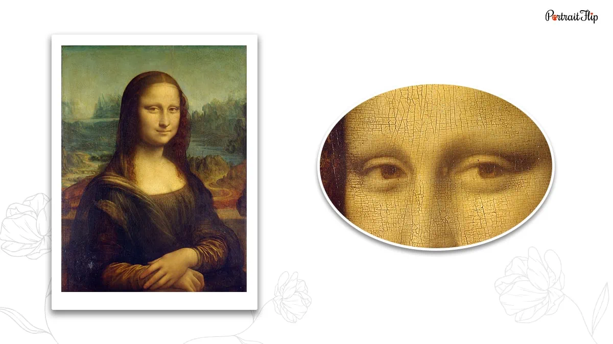 The close-up shot of Mona Lisa eyes 
