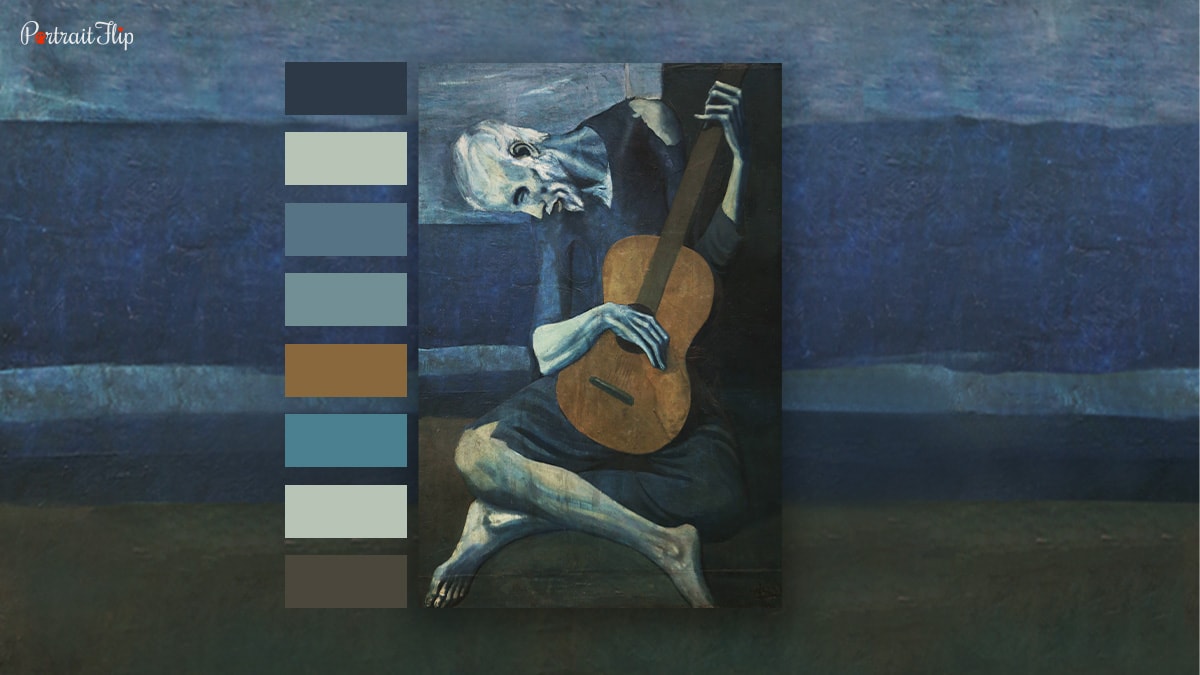 Color shades of the painting The Old Guitarist