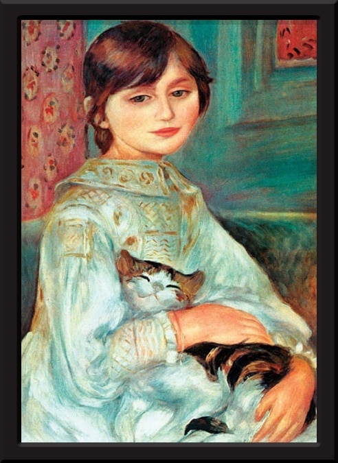 Julie Manet painting of a girl holding a cat is famous cat paintings