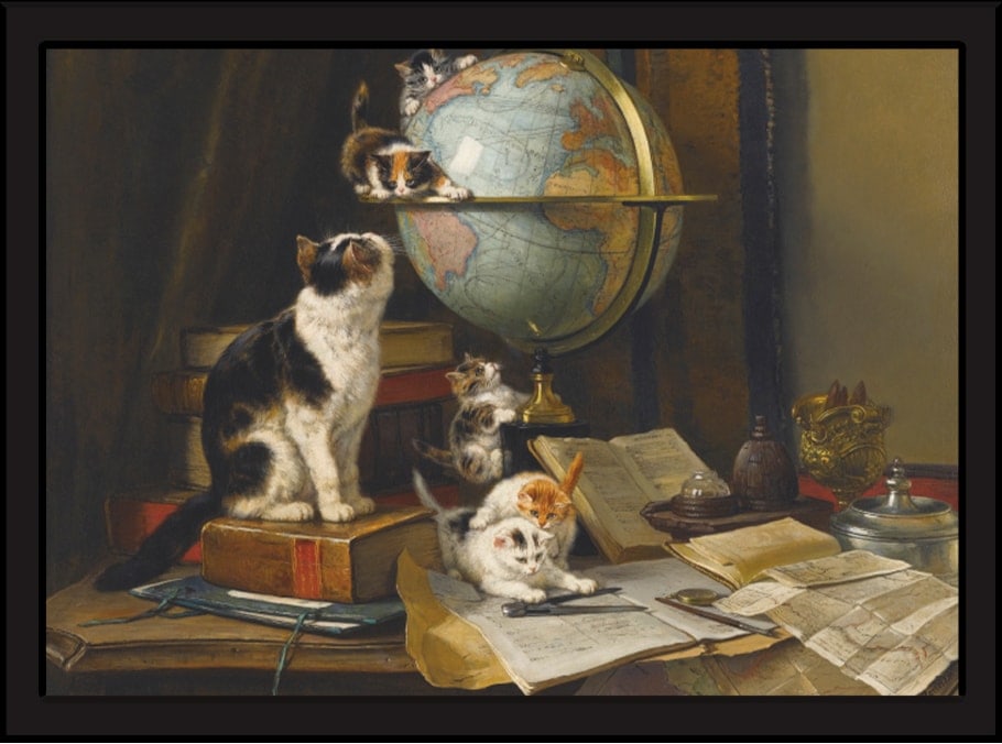 The cat at play, a famous cat paintings