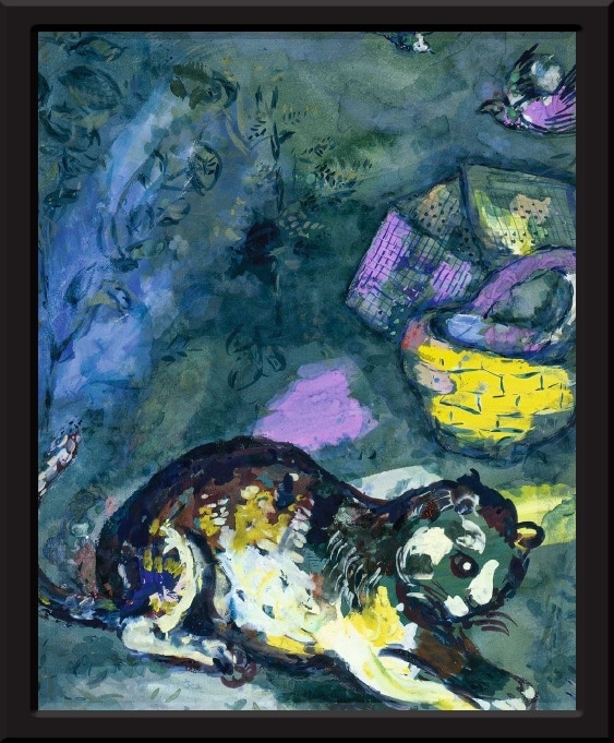 the cat and two sparrows famous cat paintings