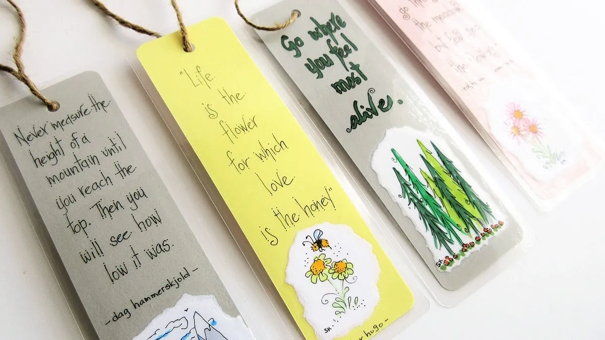 Handmade bookmarks with custom quotes written on it