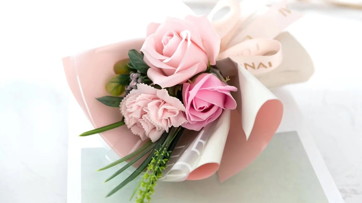 A handmade bouquet in filled with pink roses