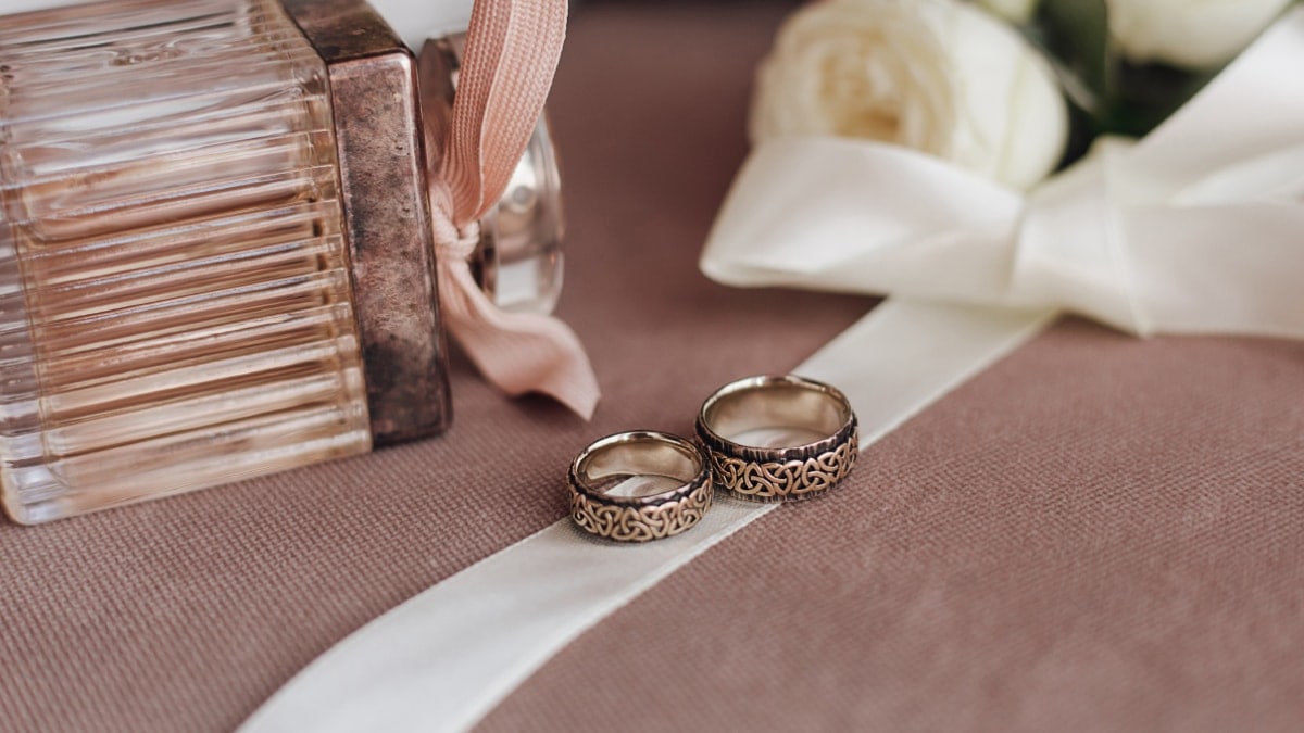 Handmade custom rings displayed with intricate designs on it