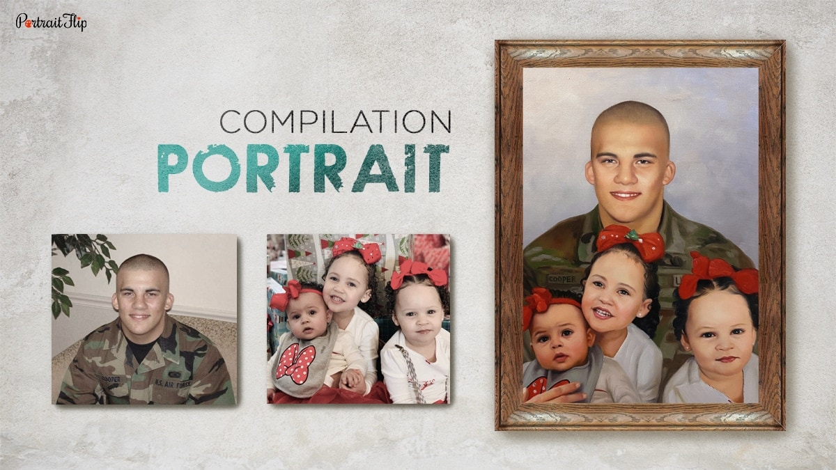 A compilation portrait of a father and his daughters by PortraitFlip