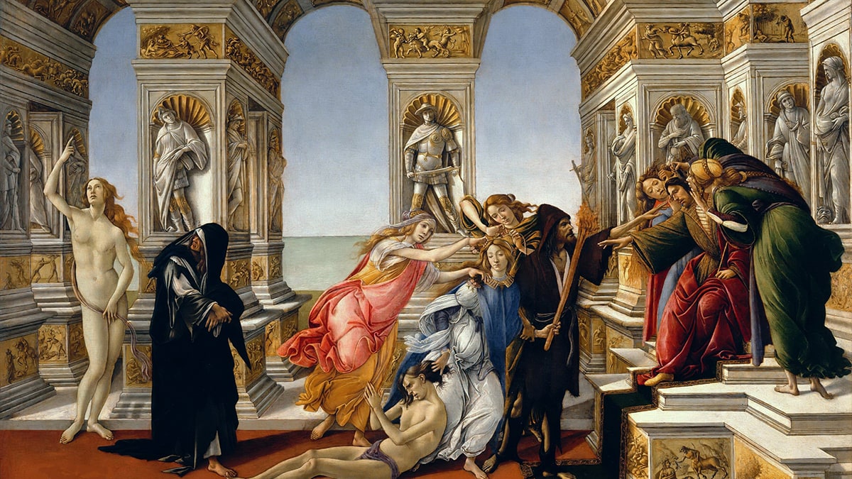 Painting by Botticelli named Calumny of Apelles.