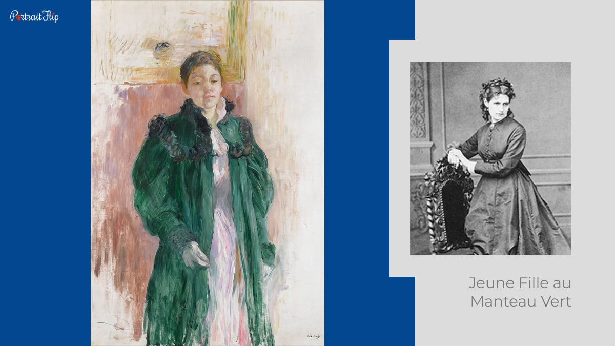 impressionist artist Berthe Morisot with Jeune Fille au Manteau Vert 