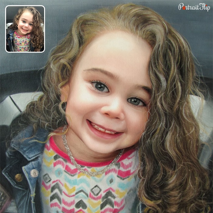 Baby portraits of a young girl with curly hairs