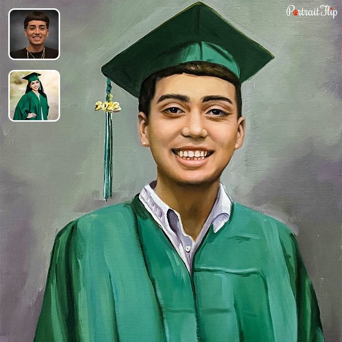 Graduation portraits of a boy is smiling