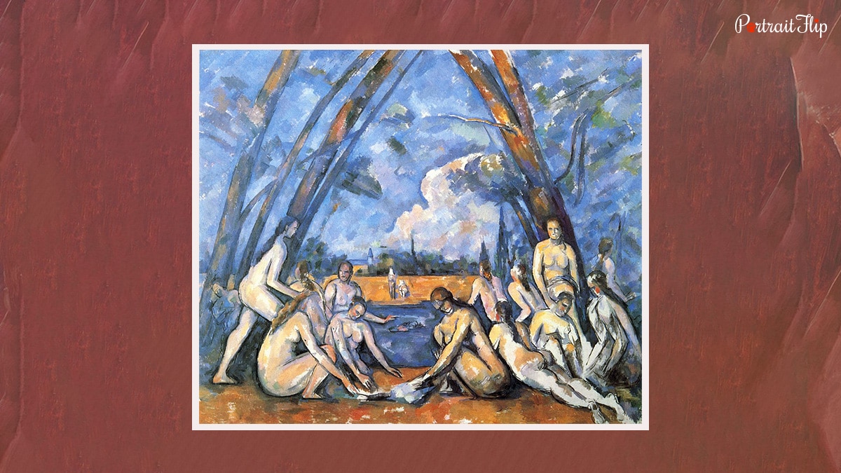 The Large Bathers painting by Paul Cezanne. 