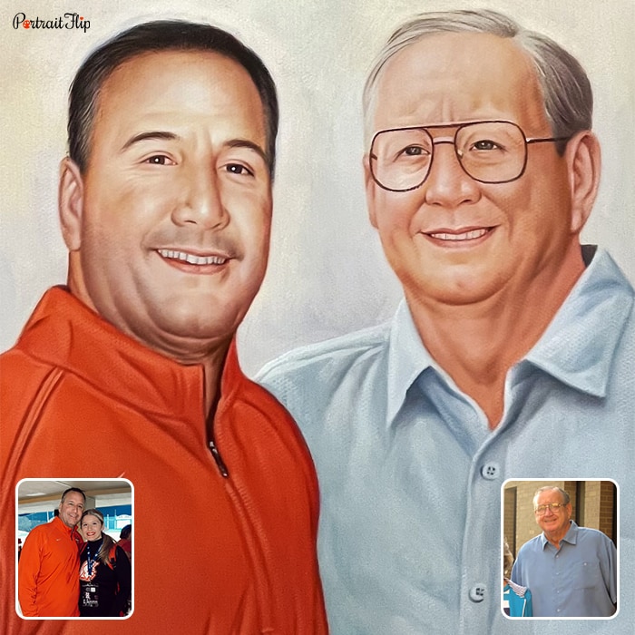 Compilation of Pastel Paintings where a young man is placed next to an old man