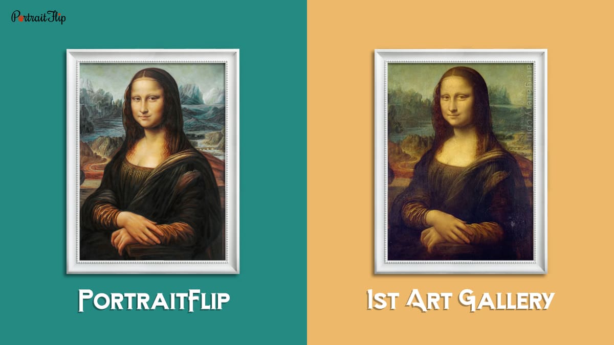 The Mona Lisa painting reproduction by  PortraitFlip and PortraitFlip vs 1st Art Gallery
