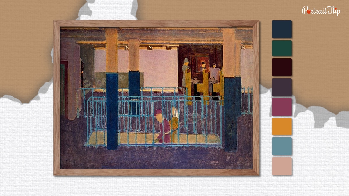 Color palette of painting Entrance to Subway