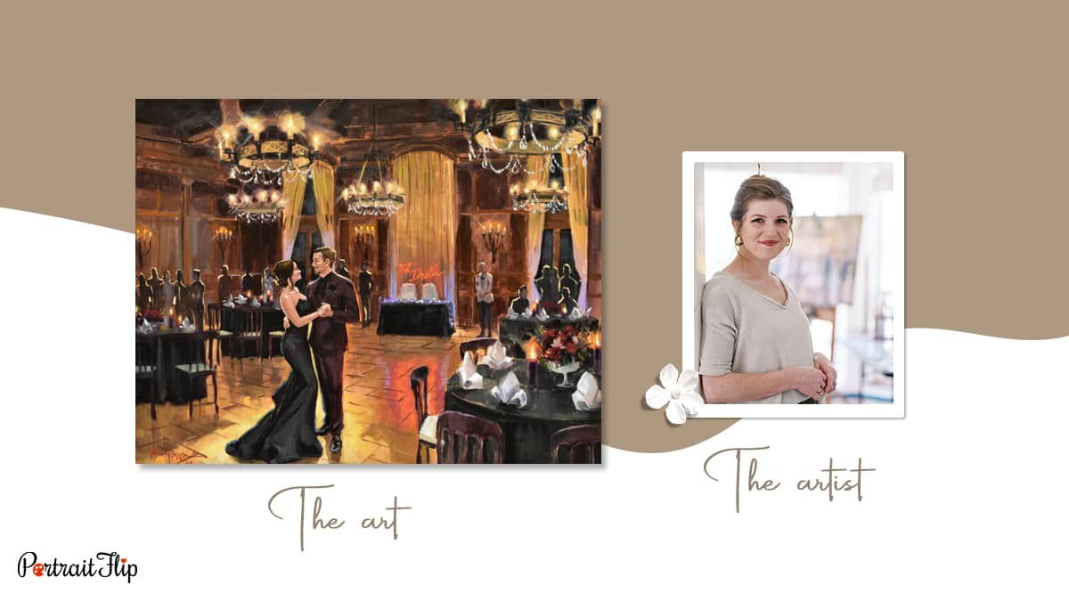 One of the famous wedding portrait painter Stephanie Gaffney and the art by her.