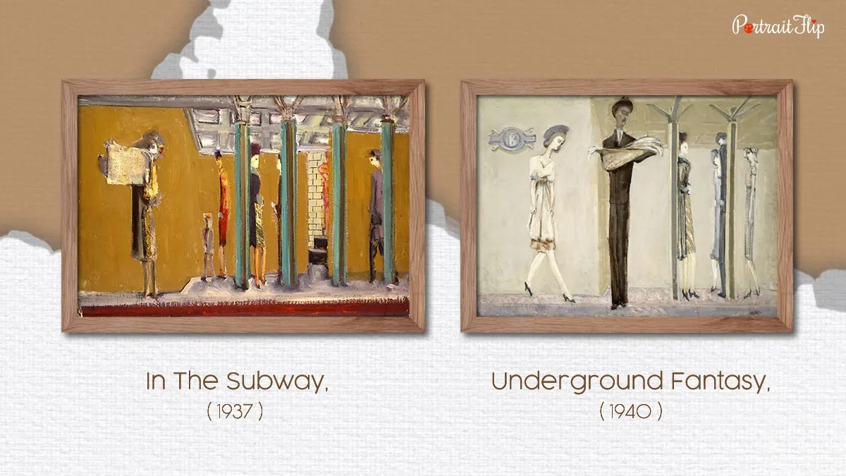 Similar subway series of Entrance to Subway including In the Subway 1937 and Underground Fantasy 1940