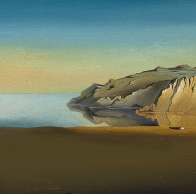 Picture of the landscape which is from the melting clock painting