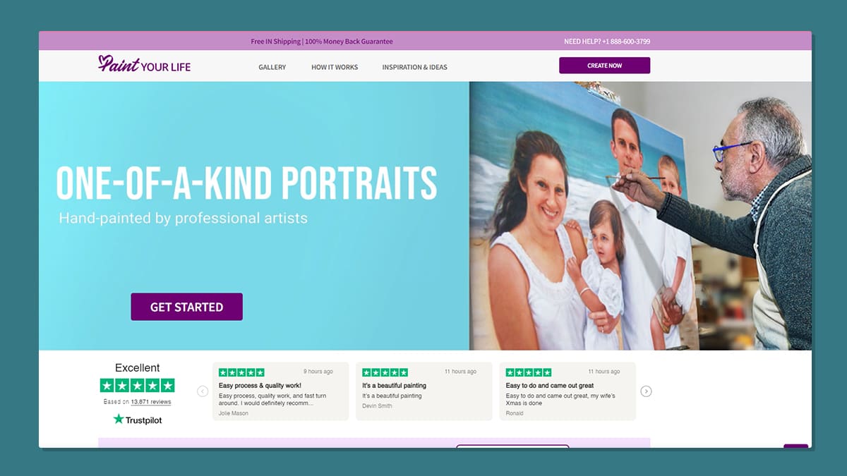 Glimpse of PaintYourLife™ website one of the custom painting place