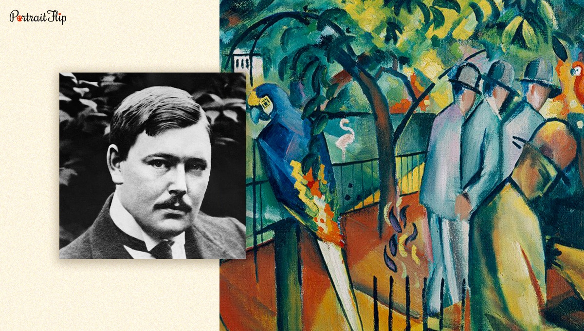 August Macke's photograph next to his painting. 