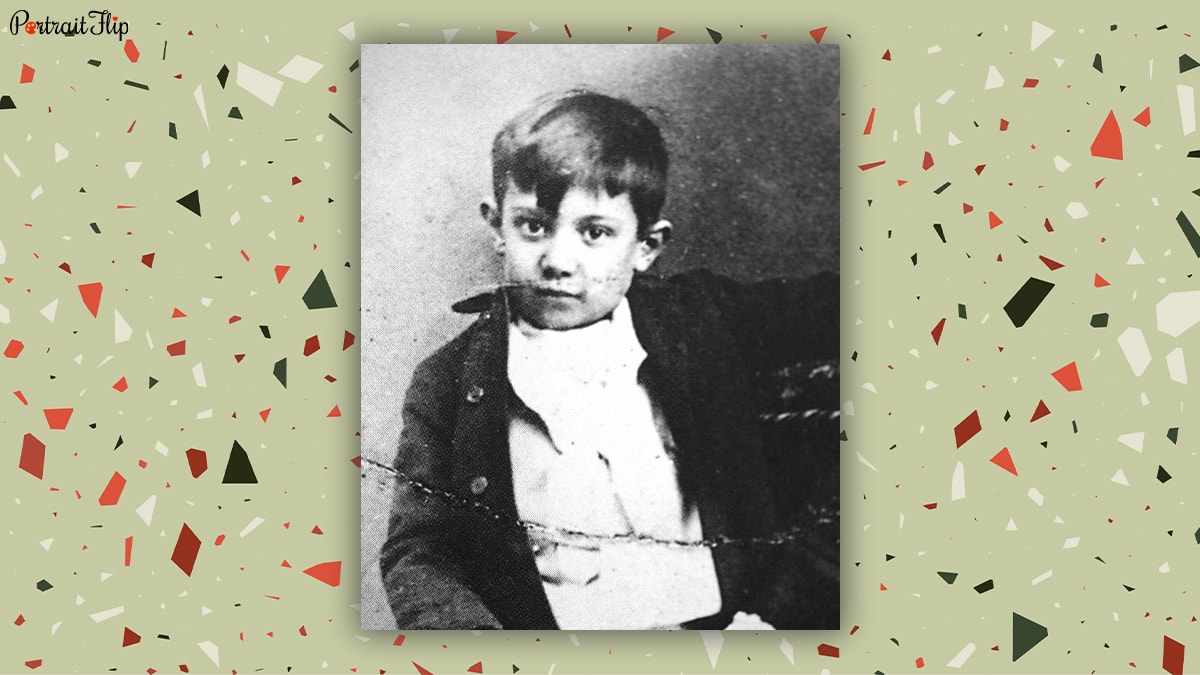 An old image of Pablo Picasso in his boyhood years. 
