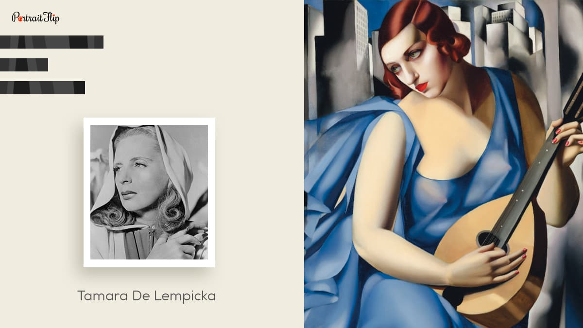 famous female painter, Tamara De Lempicka and her artwork